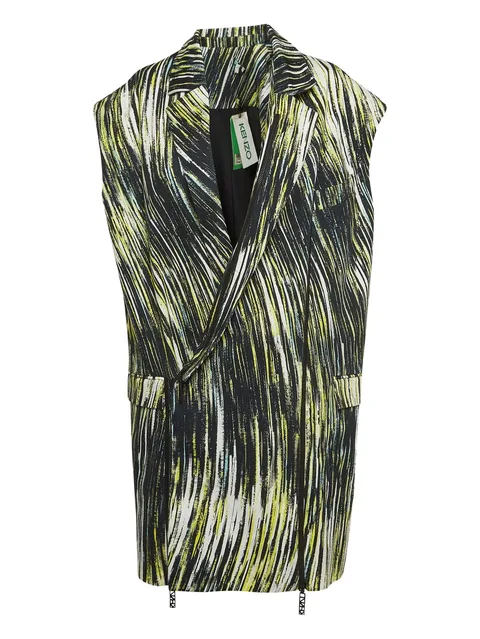 sleeveless abstract-print jacket