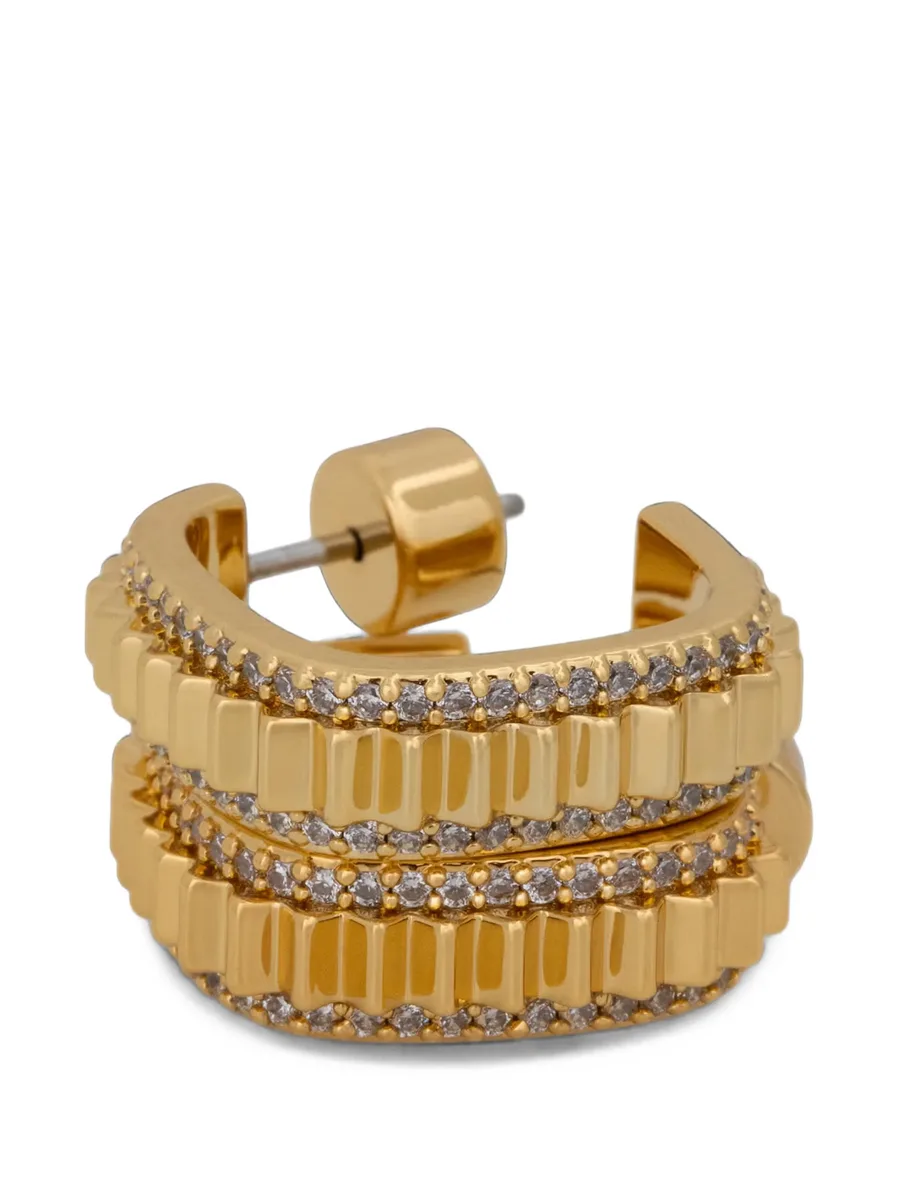 crystal-embellished fluted hoop earrings 3