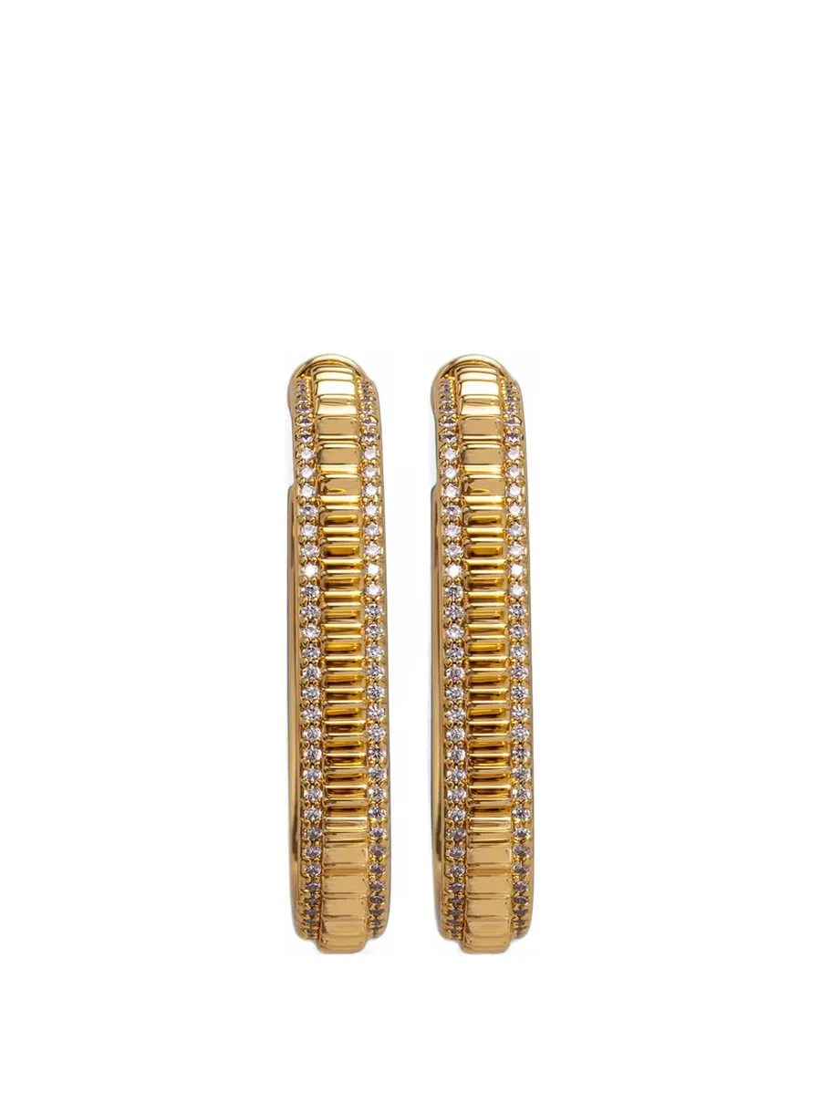 crystal-embellished ribbed hoop earrings 1