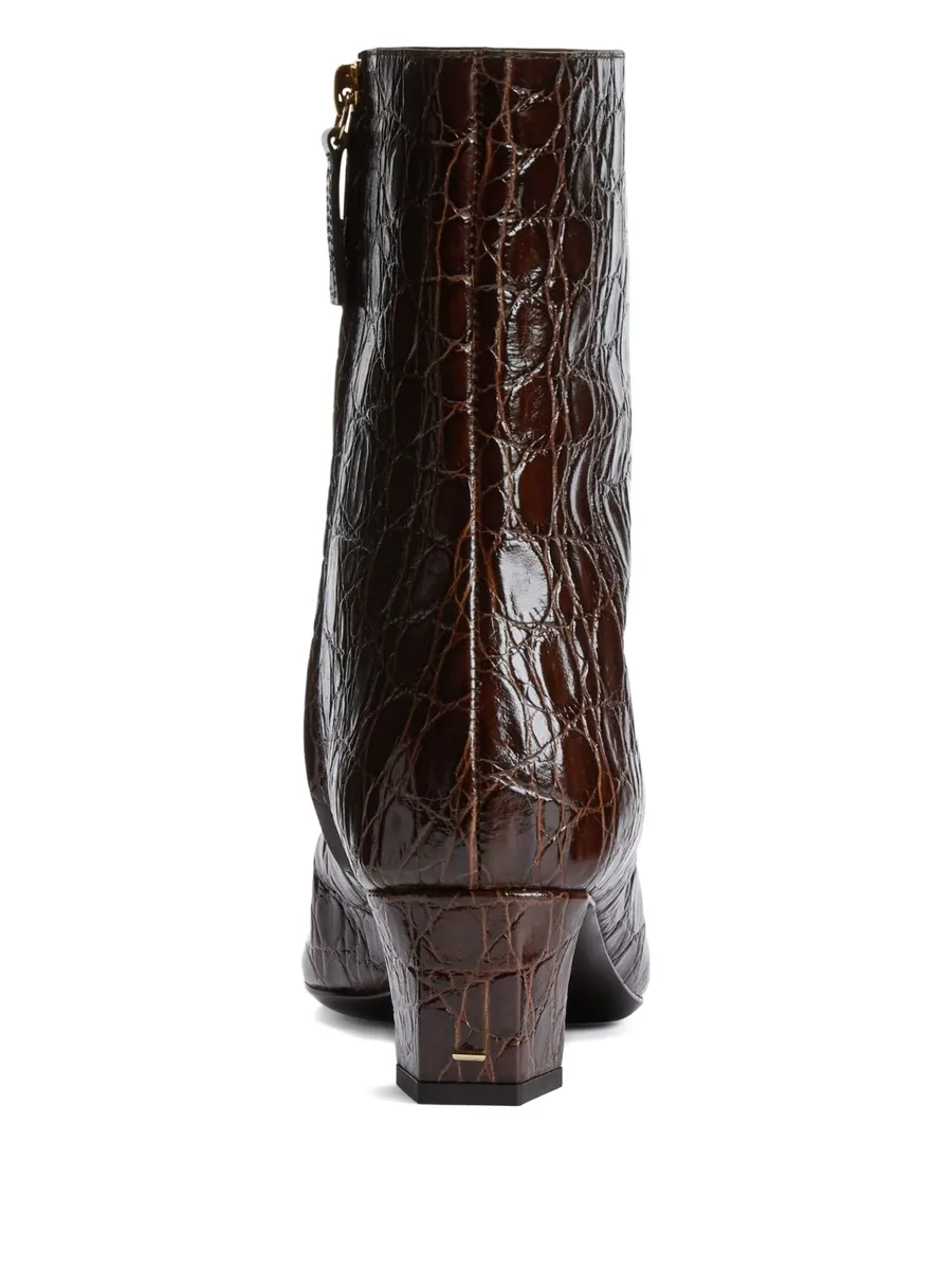 crocodile-effect square-toe boots 6