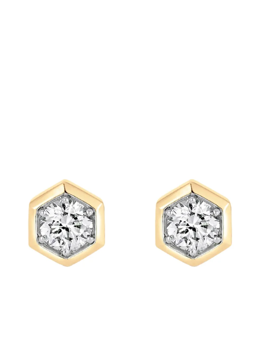 серьги-гвоздики honeycomb из желтого золота с бриллиантами 1