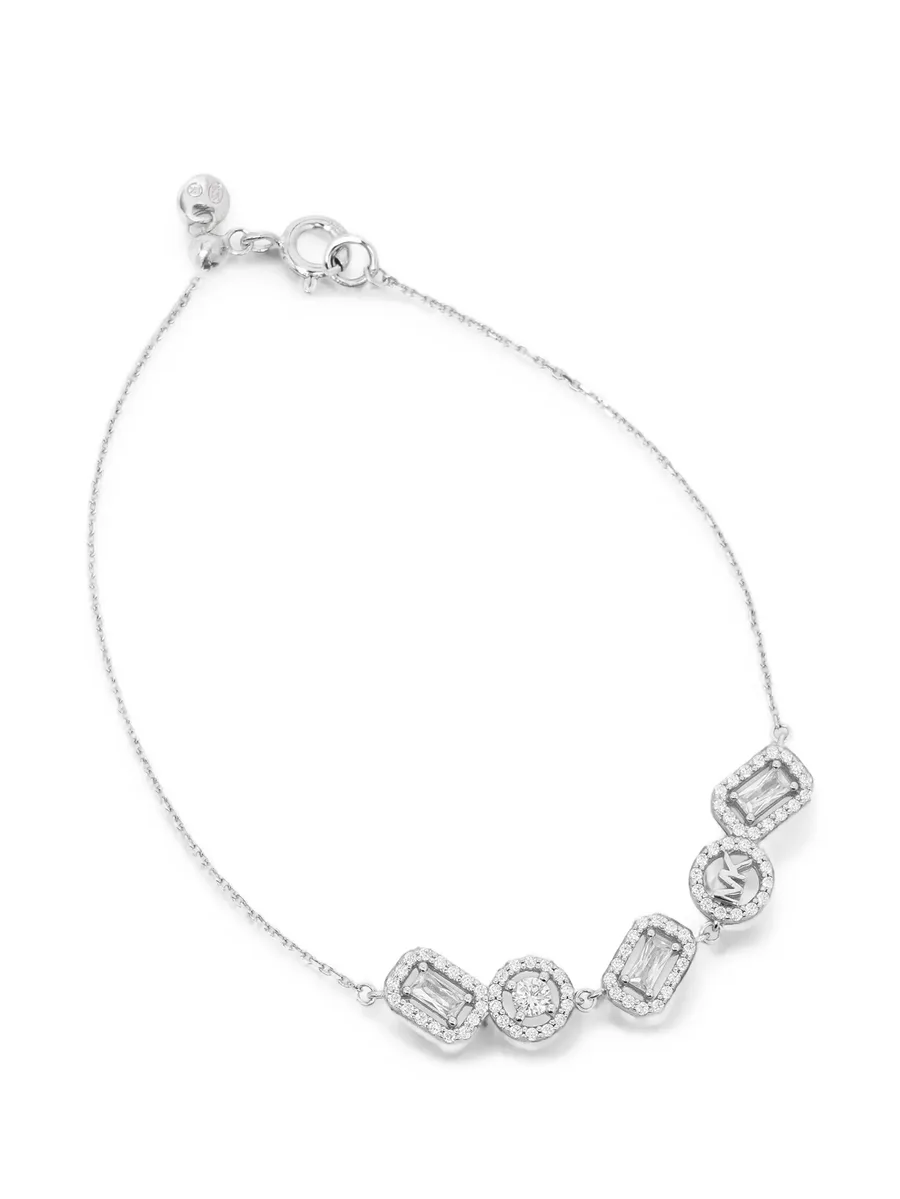 cubic zirconia logo-plaque bracelet 1