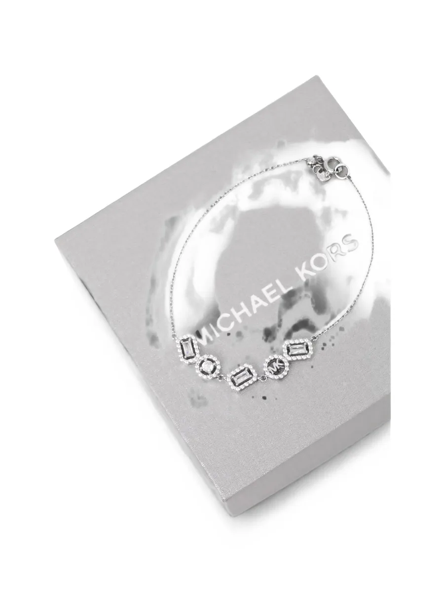 cubic zirconia logo-plaque bracelet 3