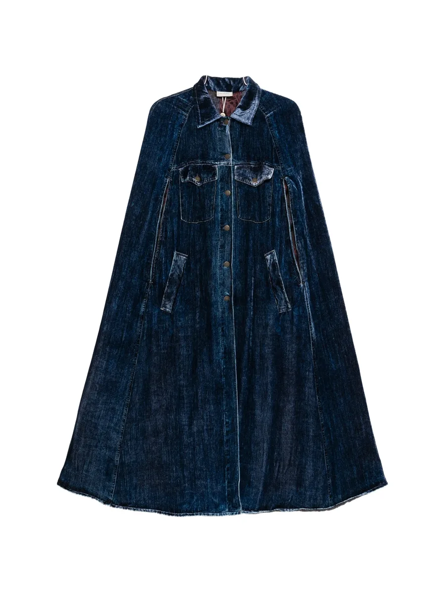 Kandox velvet-effect panelled cape 1