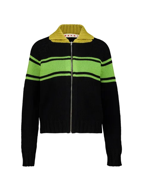 striped zip-up cardigan