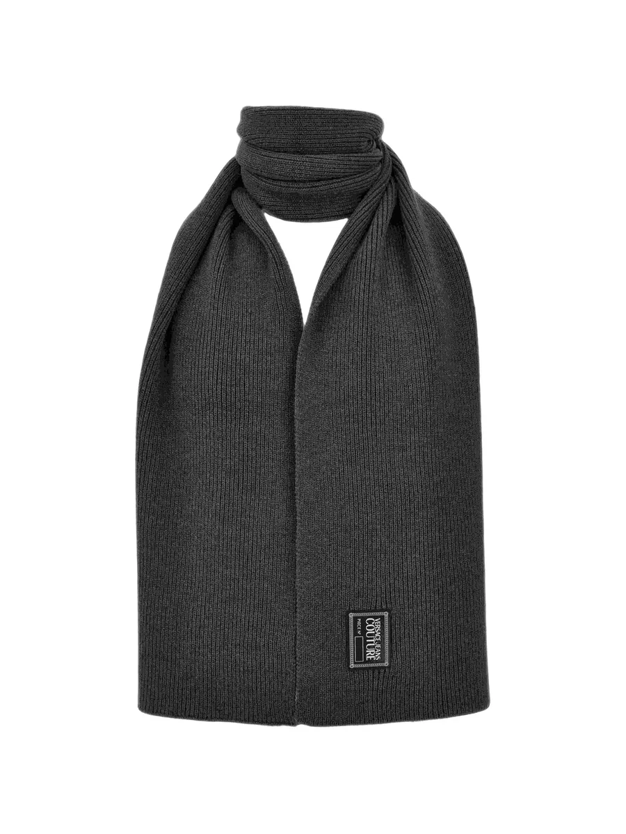 ribbed-knit logo-patch scarf 1