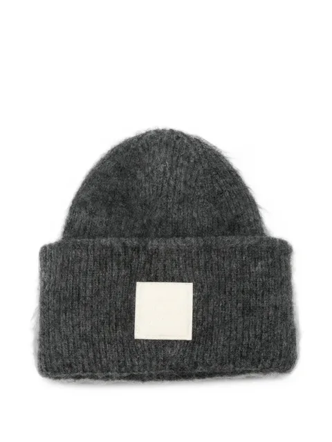 logo-patch mohair-blend beanie hat
