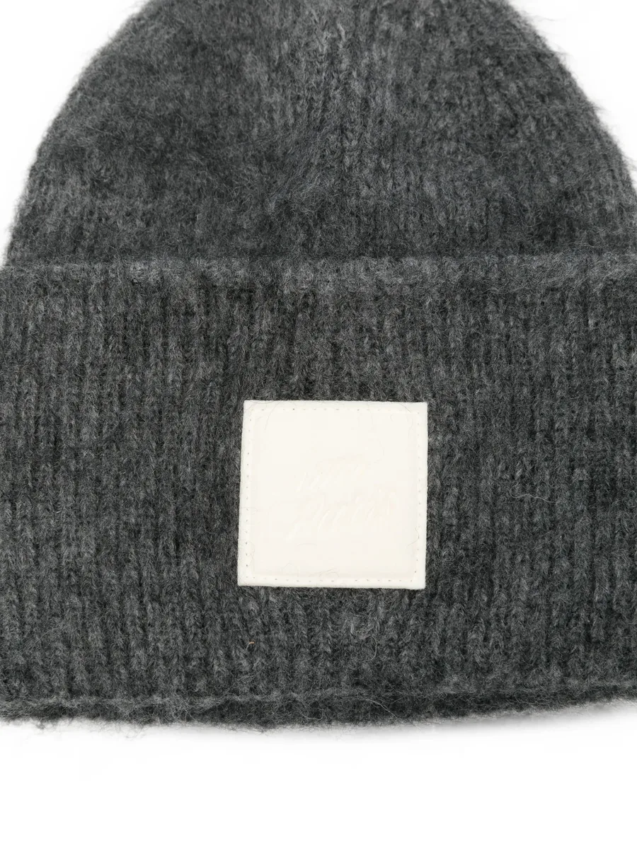 logo-patch mohair-blend beanie hat 3