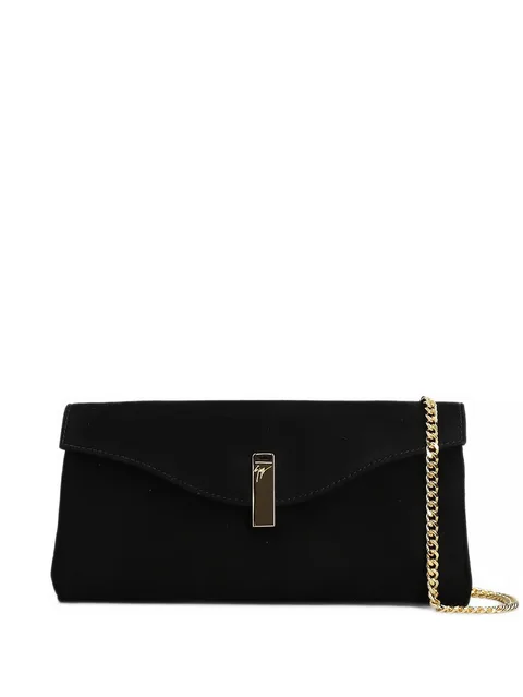 logo-plaque chain-link clutch bag