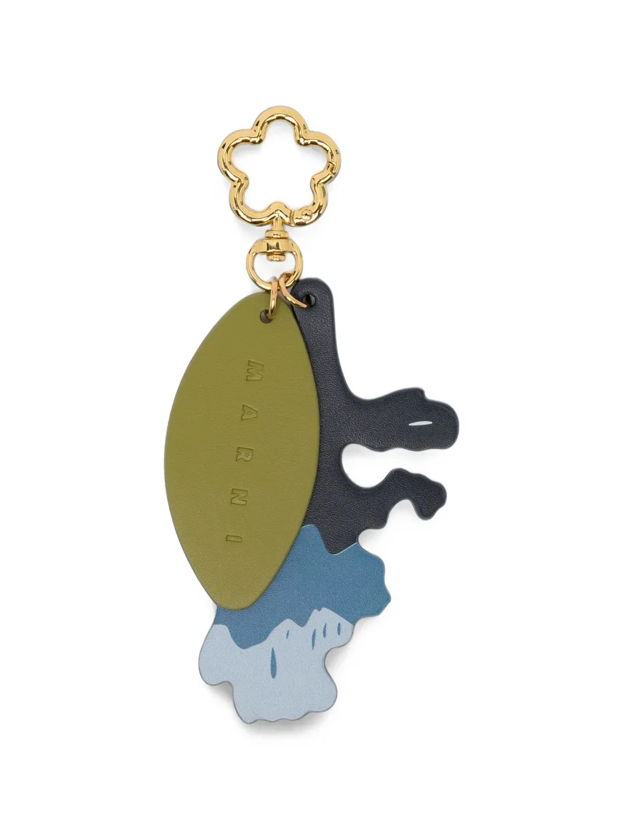 logo-debossed leather keyring 1