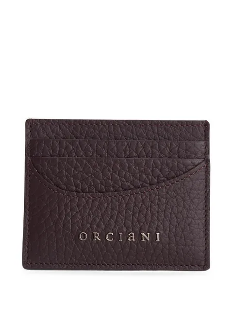 logo-plaque pebbled-leather cardholder