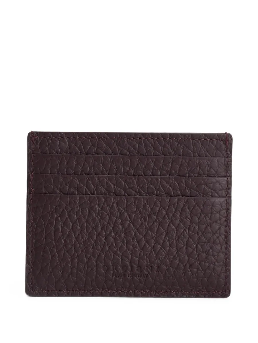 logo-plaque pebbled-leather cardholder 2