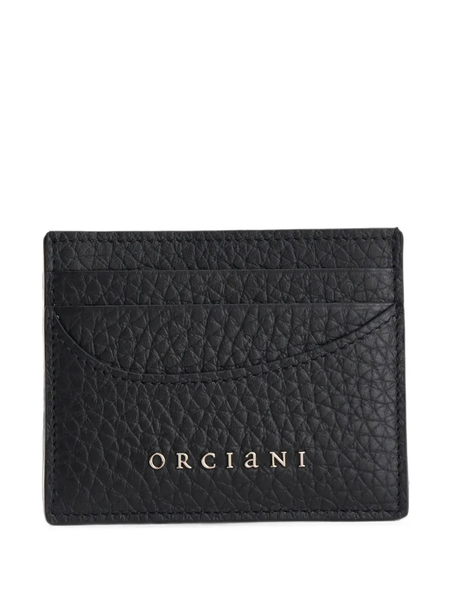 logo-plaque pebbled-leather cardholder 1
