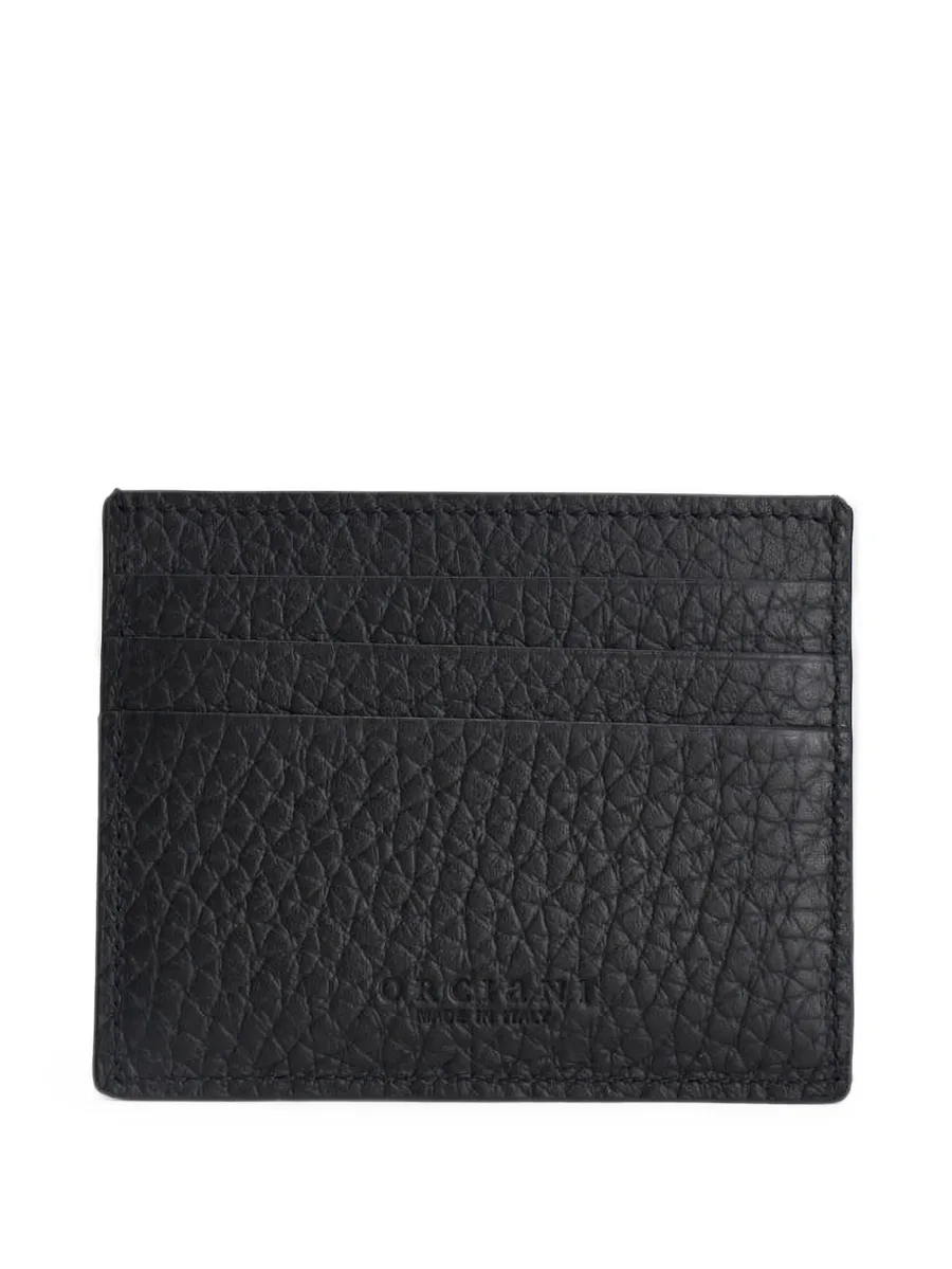 logo-plaque pebbled-leather cardholder 2