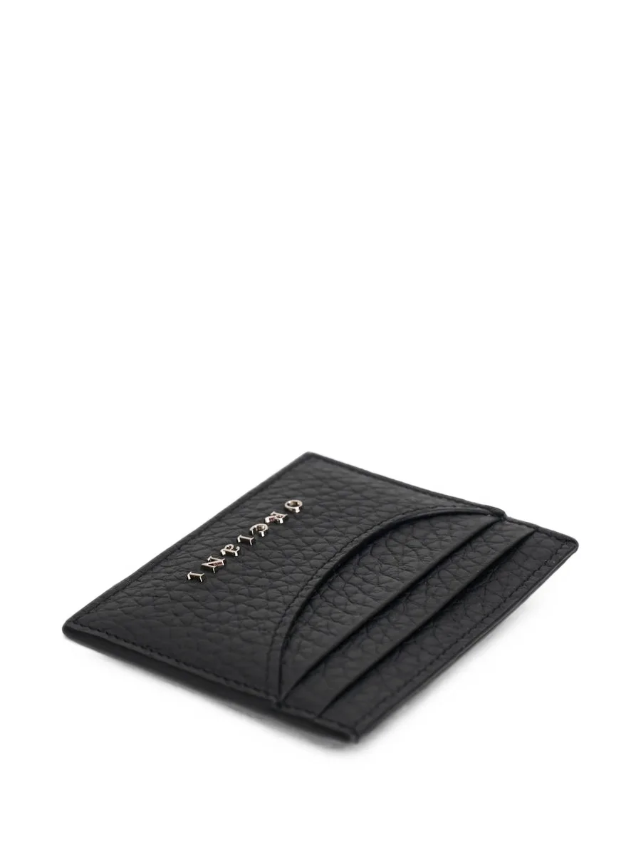 logo-plaque pebbled-leather cardholder 3