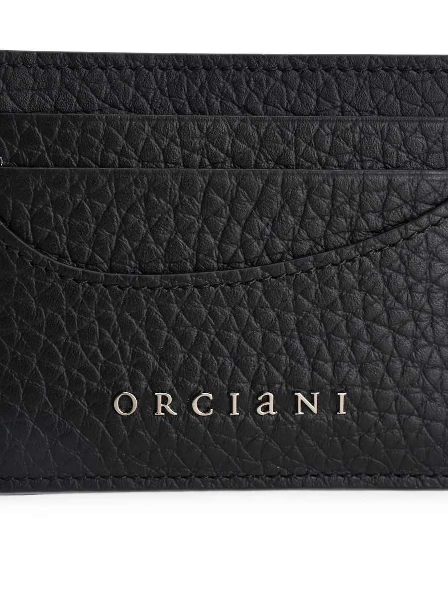 logo-plaque pebbled-leather cardholder 4