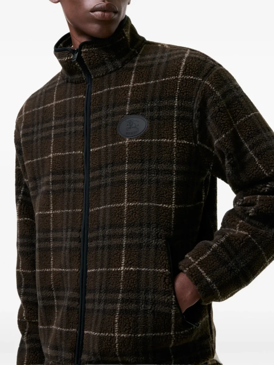check wool cashmere blend fleece jacket 3