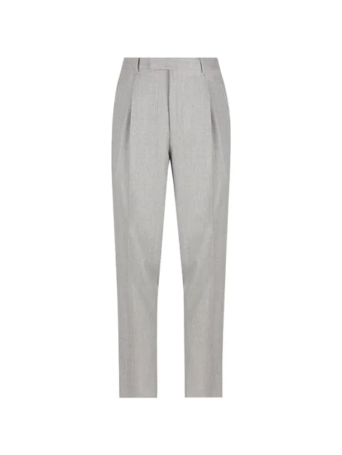 pleated tapered trousers
