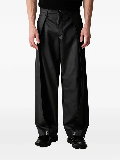 press-stud wide-leg trousers