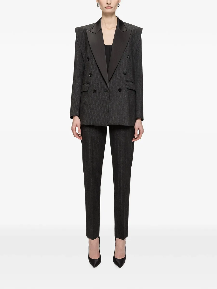 pinstripe contrast-lapel double-breasted blazer 2