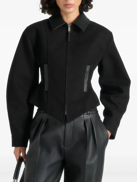Sky in black hourglass gabardine jacket