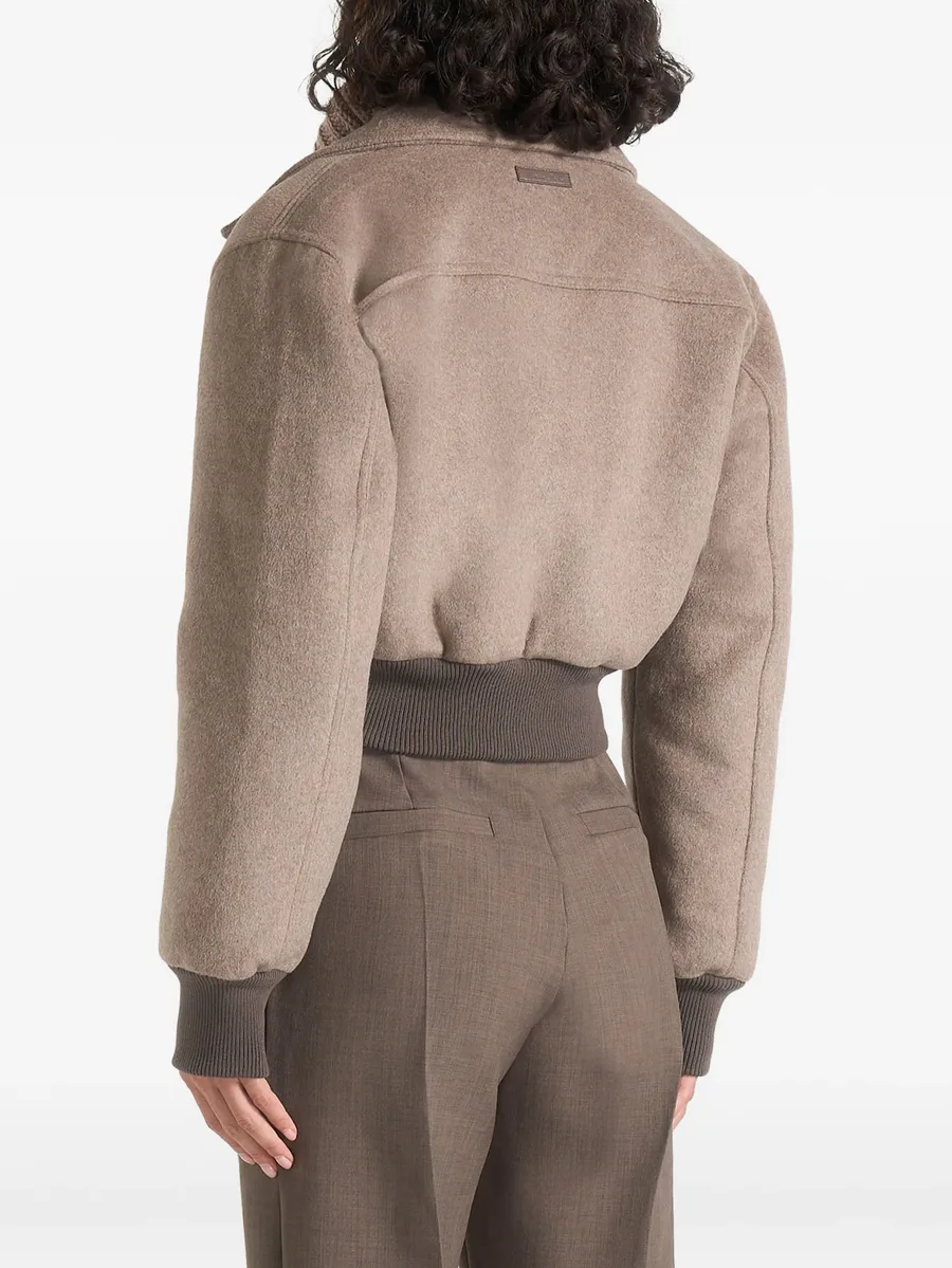 Cosette in taupe wool lapel bomber jacket 3