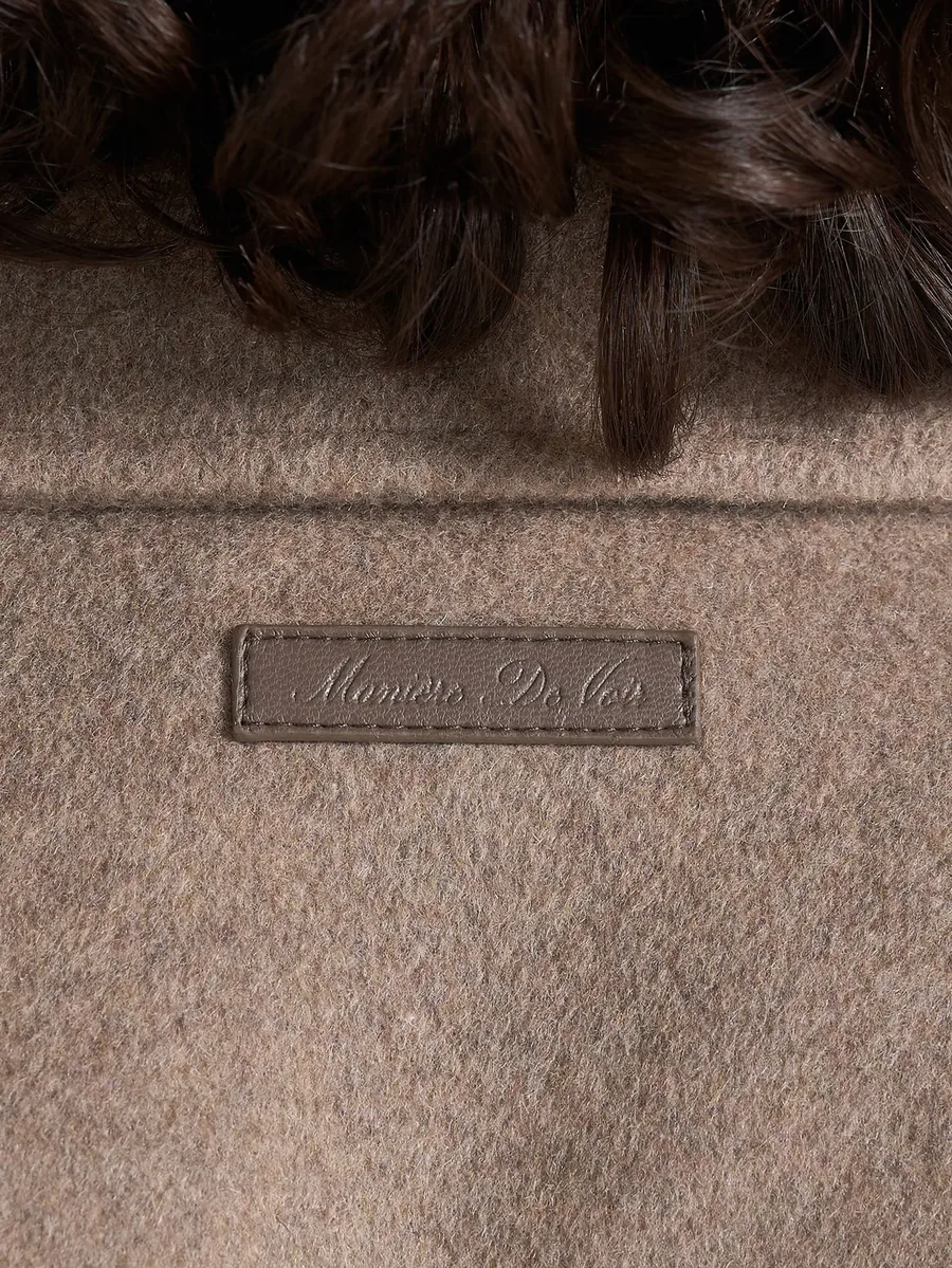 Cosette in taupe wool lapel bomber jacket 4