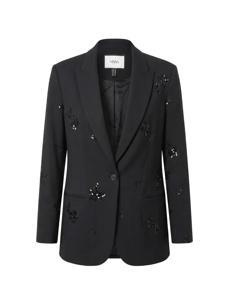 sequin-embellished floral-appliqué blazer 1