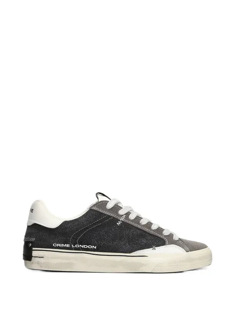 Deconstructed distressed-effect panelled sneakers
