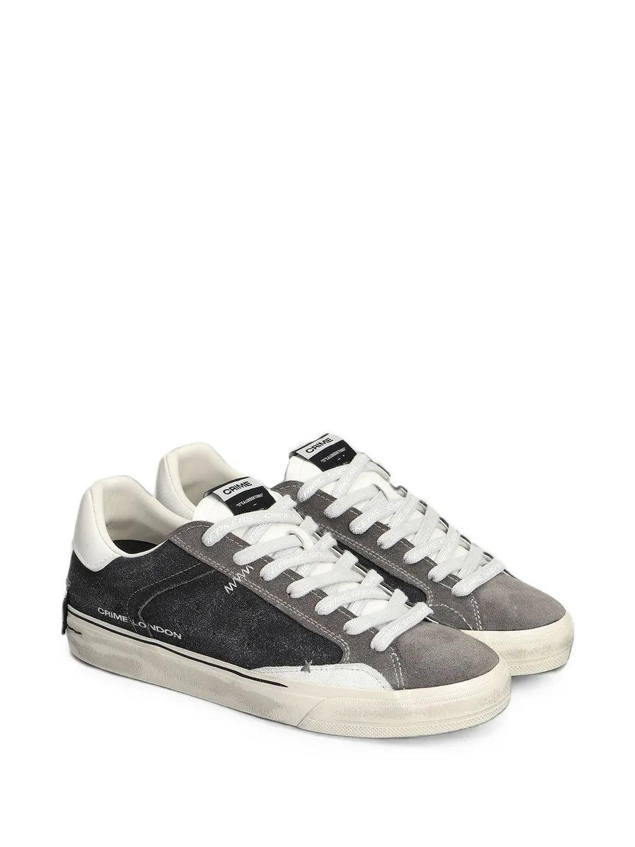 Deconstructed distressed-effect panelled sneakers 2