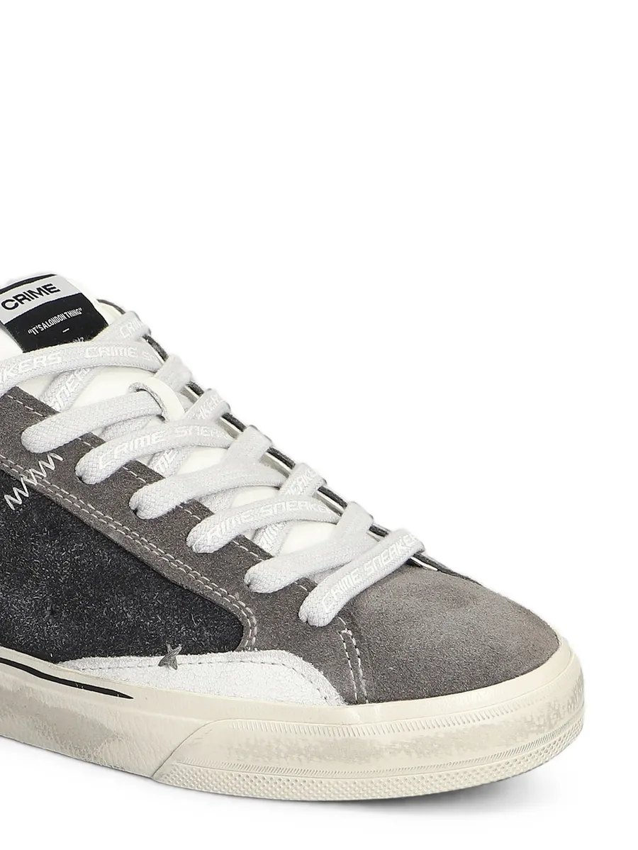 Deconstructed distressed-effect panelled sneakers 5