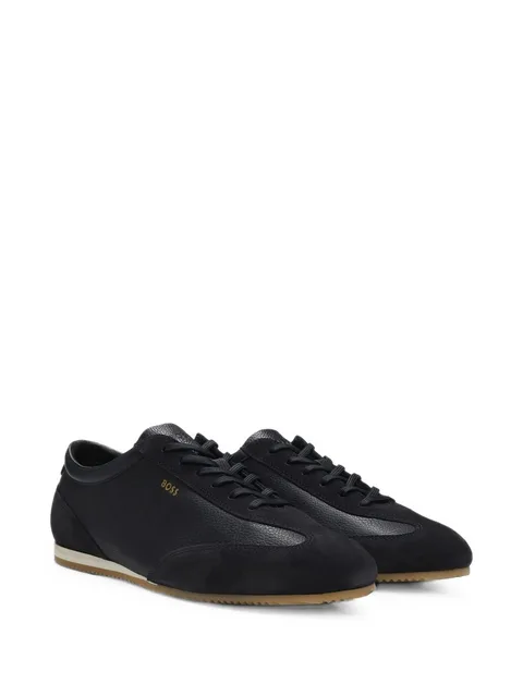 leather sneakers with suede trims