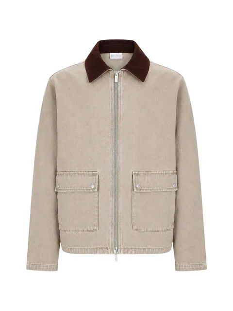 contrast-collar cotton jacket