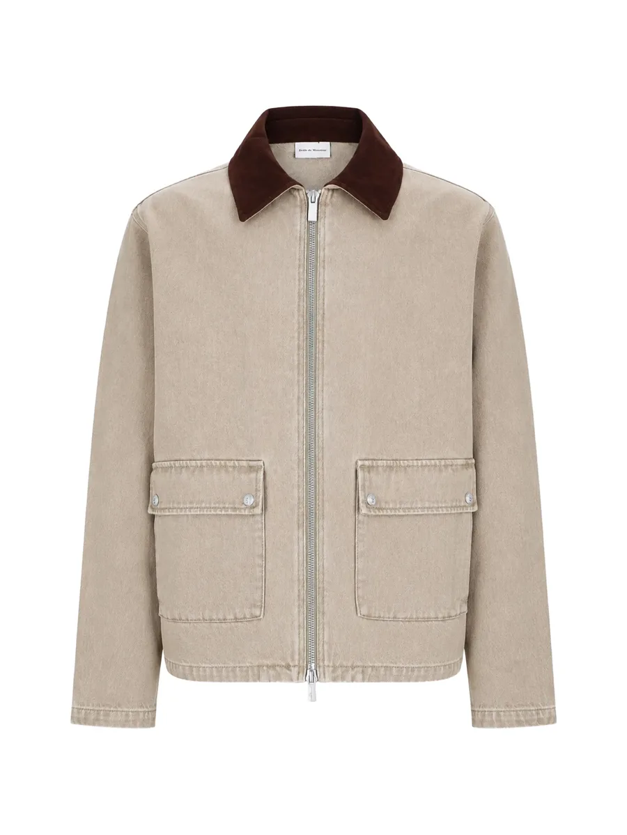 contrast-collar cotton jacket 1