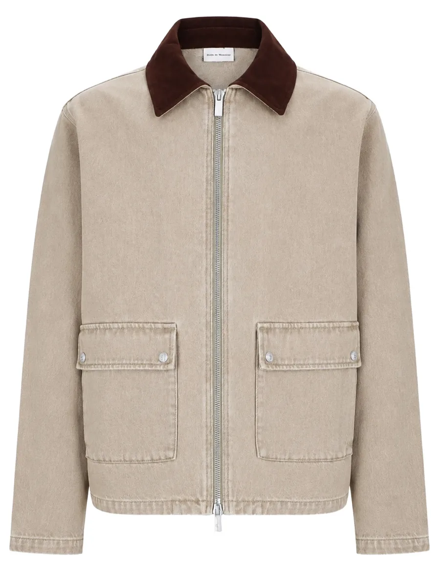 contrast-collar cotton jacket 2