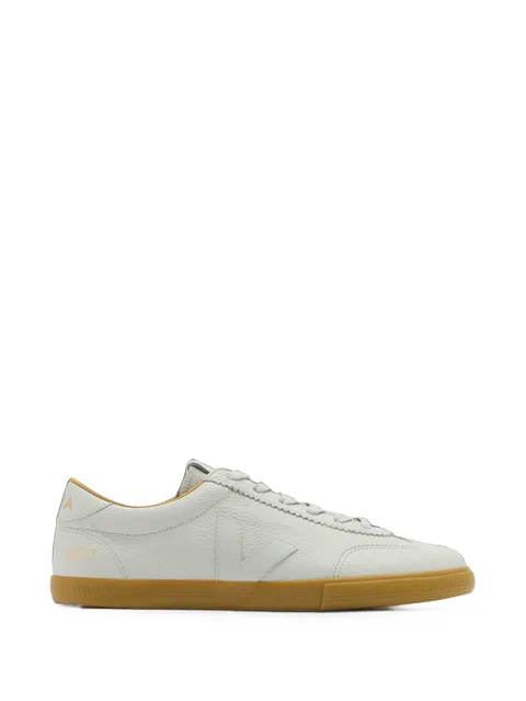logo-patch organic leather sneakers