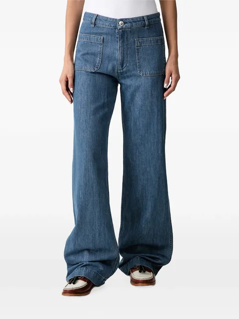 Victoria patch-pocket wide-leg jeans