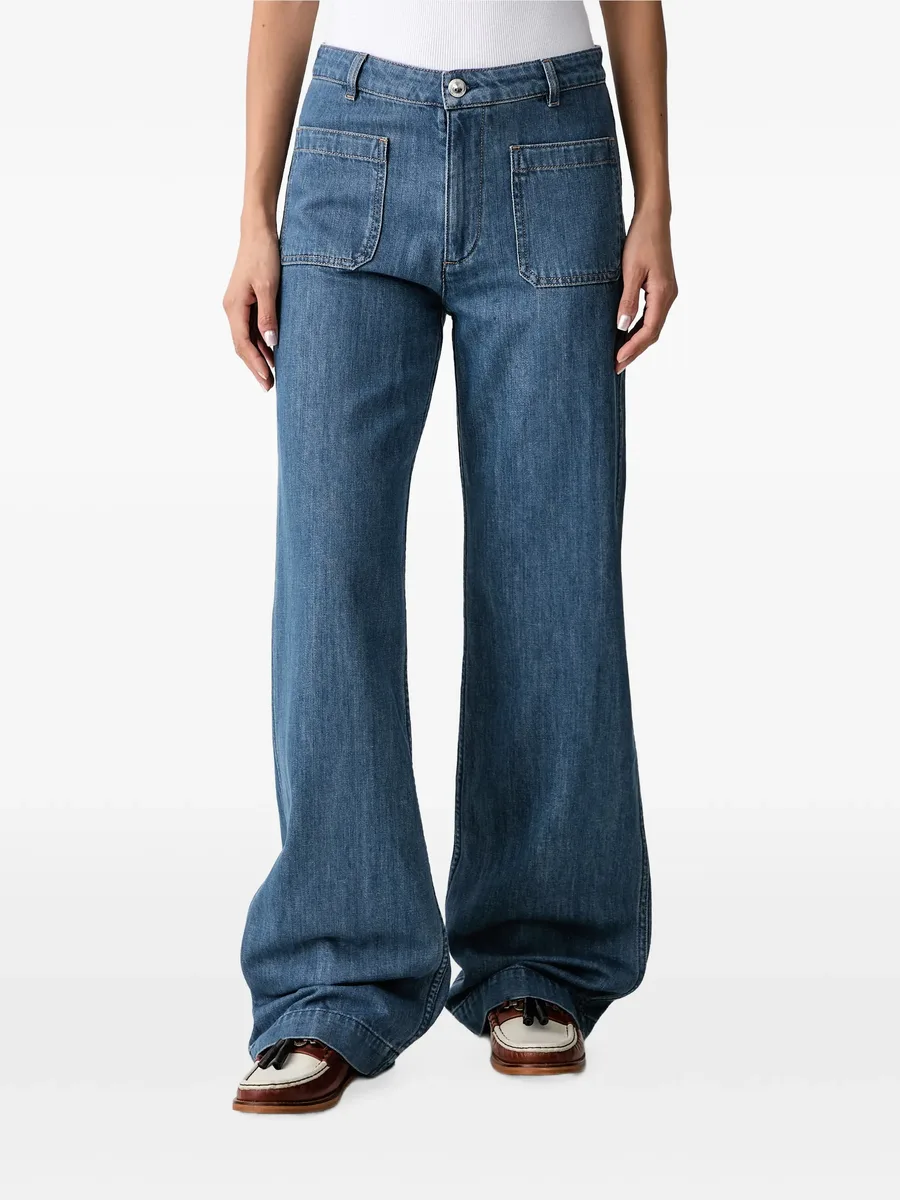 Victoria patch-pocket wide-leg jeans 1
