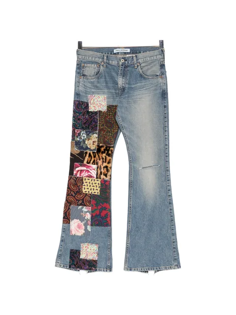 patchwork distressed jeans