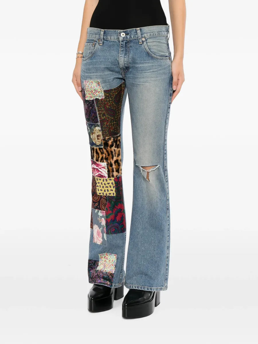 patchwork distressed jeans 3