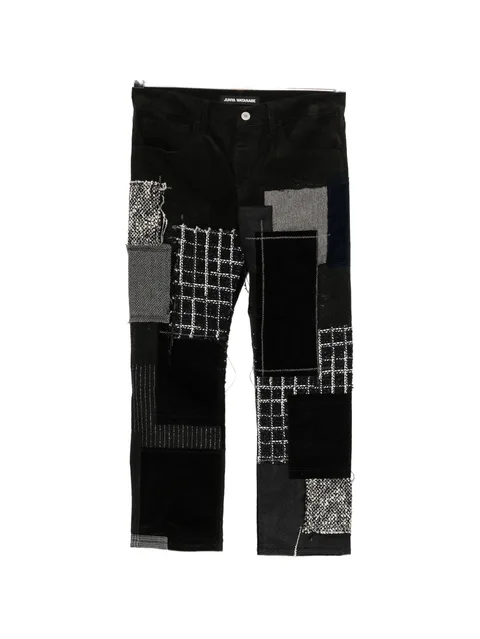 patchwork frayed jeans
