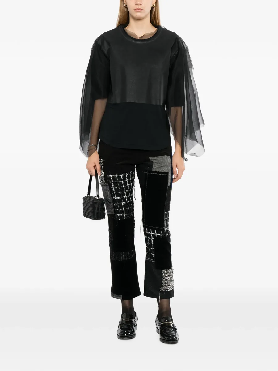 patchwork frayed jeans 2