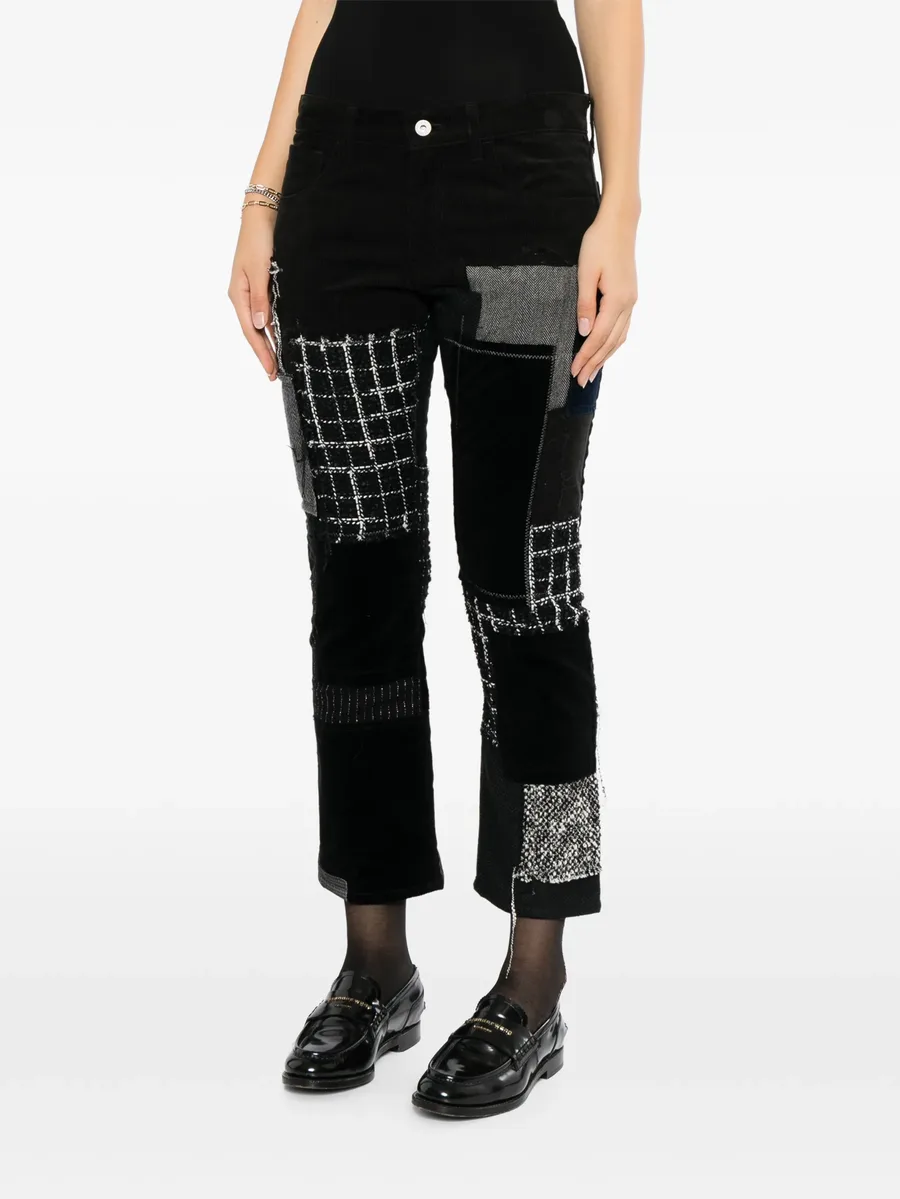 patchwork frayed jeans 3