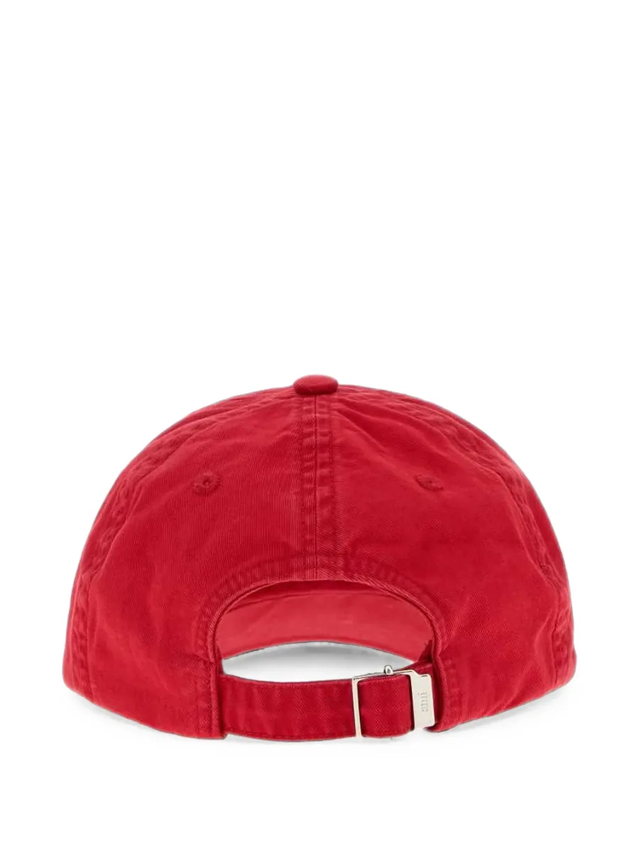red cotton cap with Ami Paris embroidery 2