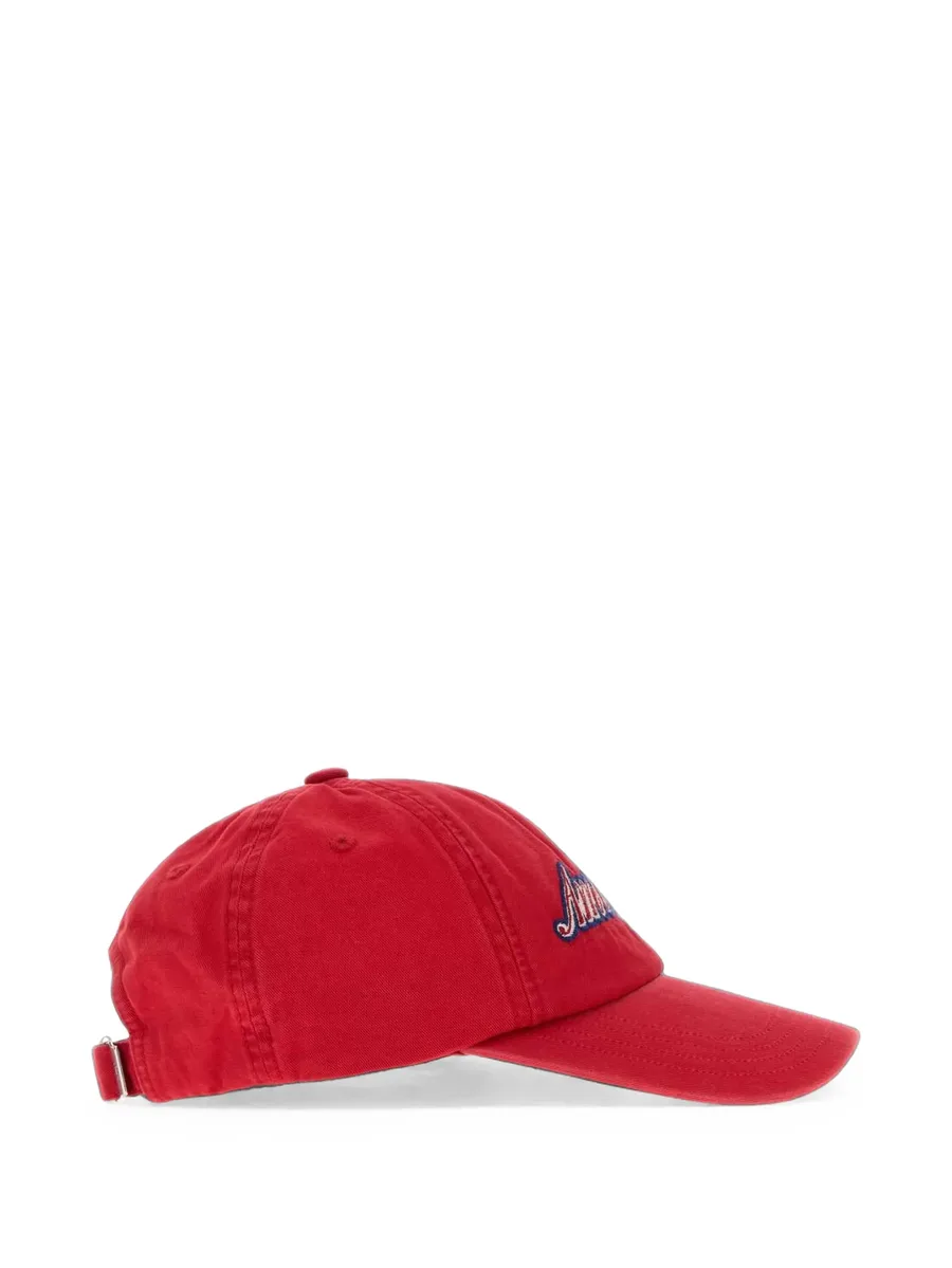 red cotton cap with Ami Paris embroidery 3