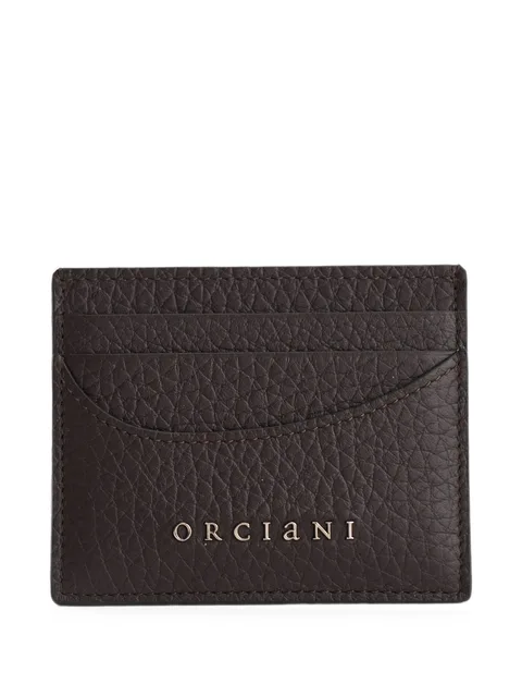 logo-plaque pebbled-leather cardholder