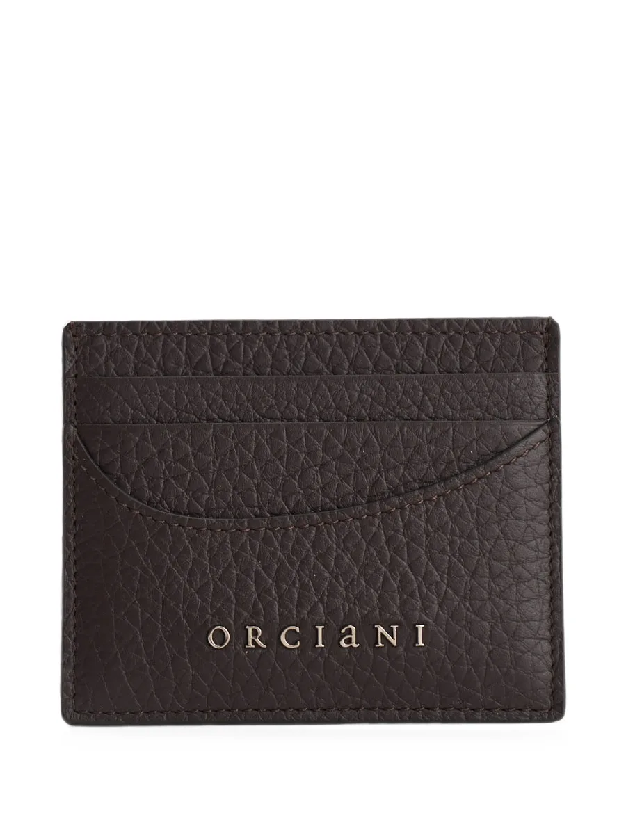logo-plaque pebbled-leather cardholder 1
