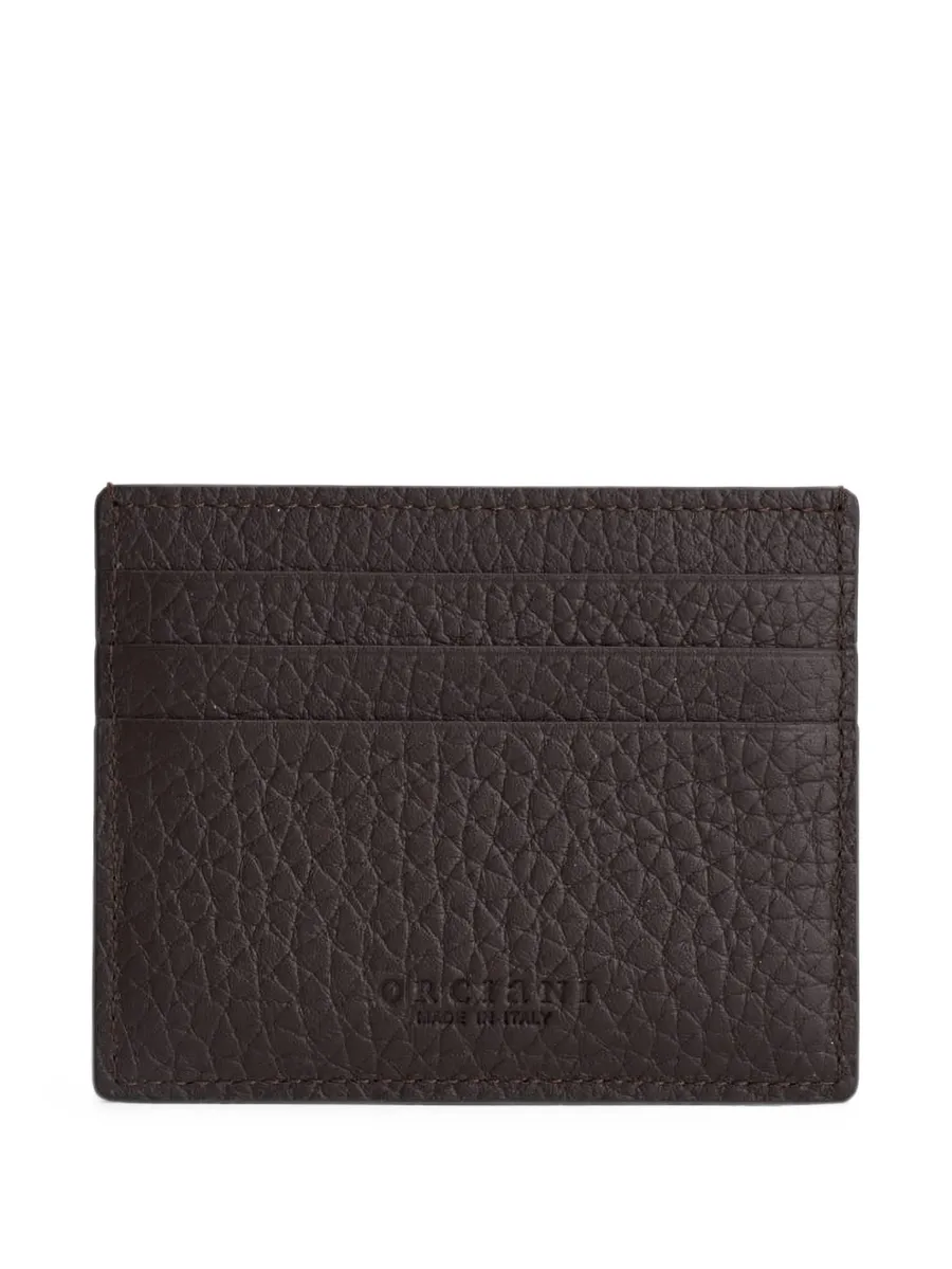 logo-plaque pebbled-leather cardholder 2