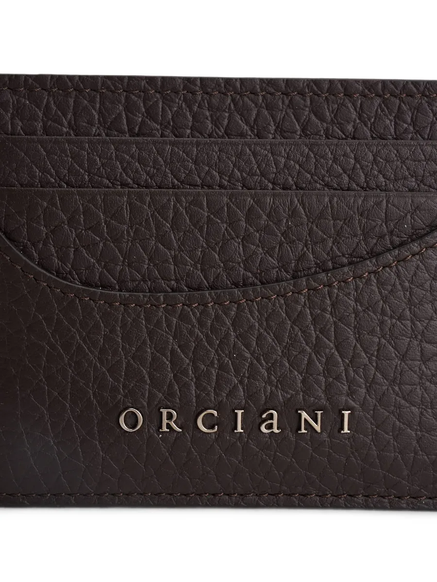 logo-plaque pebbled-leather cardholder 4