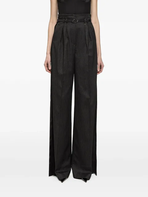 pinstripe wide-leg pants